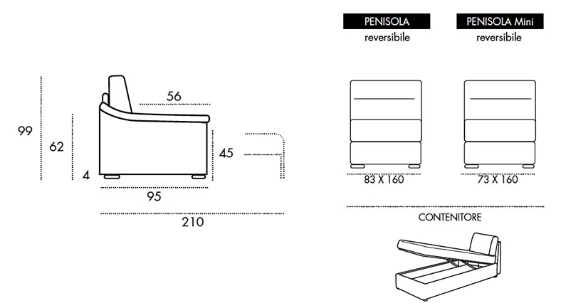 Viscomoda ambra DIVANI LETTO dimensioni