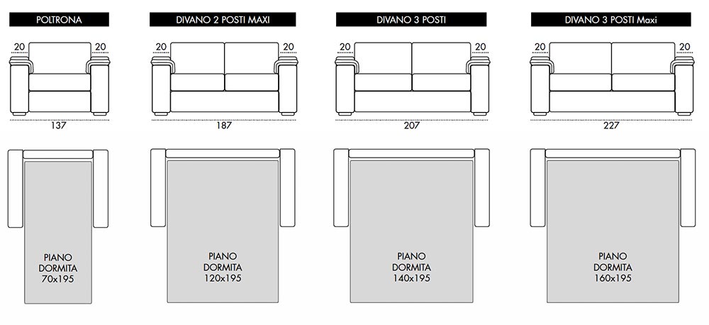 Viscomoda elvis DIVANI LETTO dimensioni