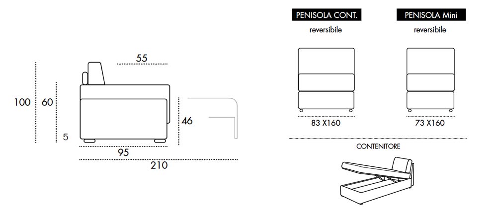 Viscomoda flex DIVANI LETTO dimensioni