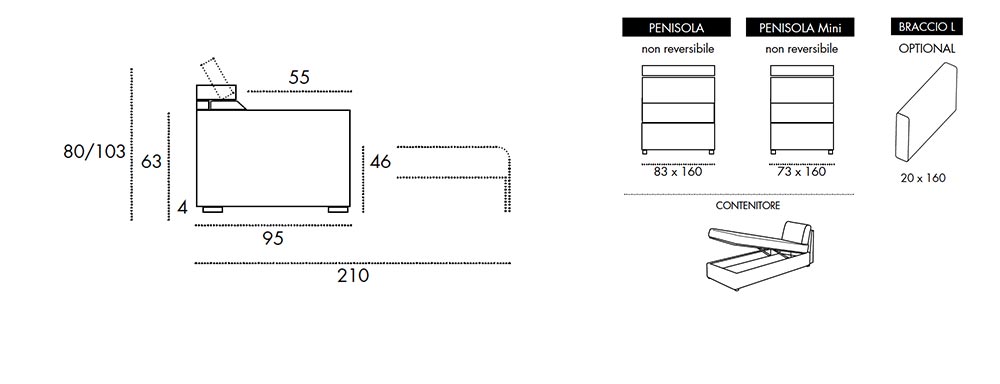 Viscomoda morphing DIVANI LETTO dimensioni