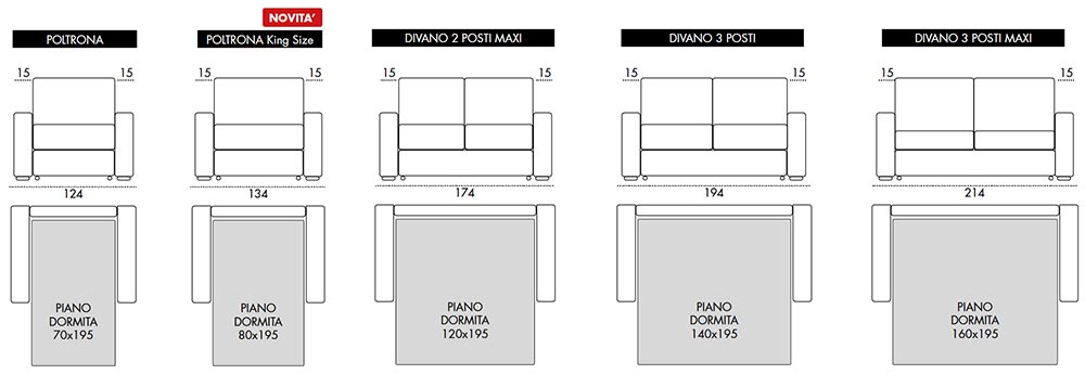 Viscomoda papete DIVANI LETTO dimensioni