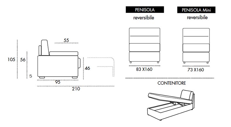 Viscomoda varenna DIVANI LETTO dimensioni